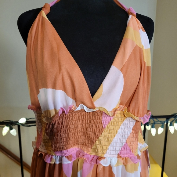 Premier Amour Womens Sleeveless Multicolor Halter Maxi Dress Halter Size 18 Plus - Picture 7 of 16